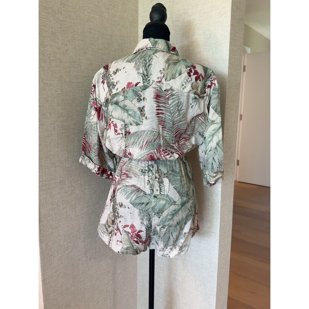 Zimmermann Cassia Jungle Print Belted Linen Playsuit Size 0 - Picture 3 of 6